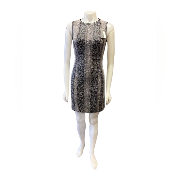 Tahari NWT Dress Sleeveless Mini Bodycon Reptile Print Grey/Black Size 2 - Picture 2 of 13